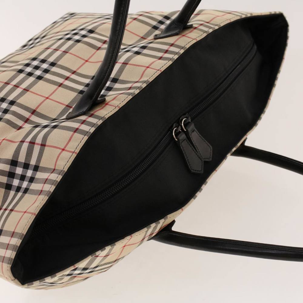 BURBERRY Nova Check Hand Bag Nylon Beige Auth ti1111 - Picture 6 of 16
